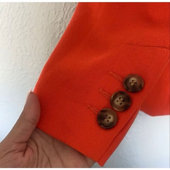 TopShop Womens Size 4 Oversized Long Blazer Jacket Bright Orange Career Fall NWT - Picture 4 of 9